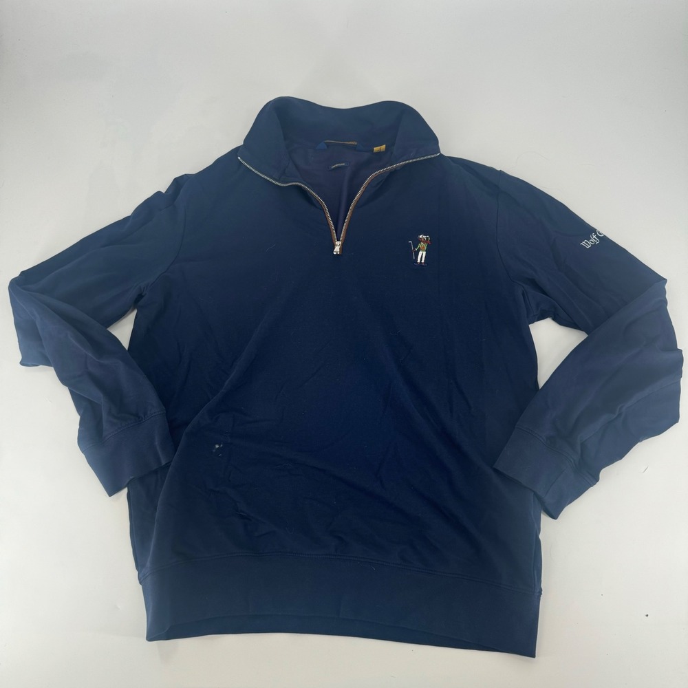 Polo Golf Ralph Lauren Mens Navy Blue Stretch Lisle Quarter Zip Pullover Medium
